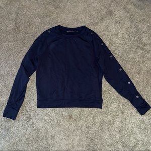 Athleta Womens Size XS Long Snap Button Sleeve Black Pullover Sweater